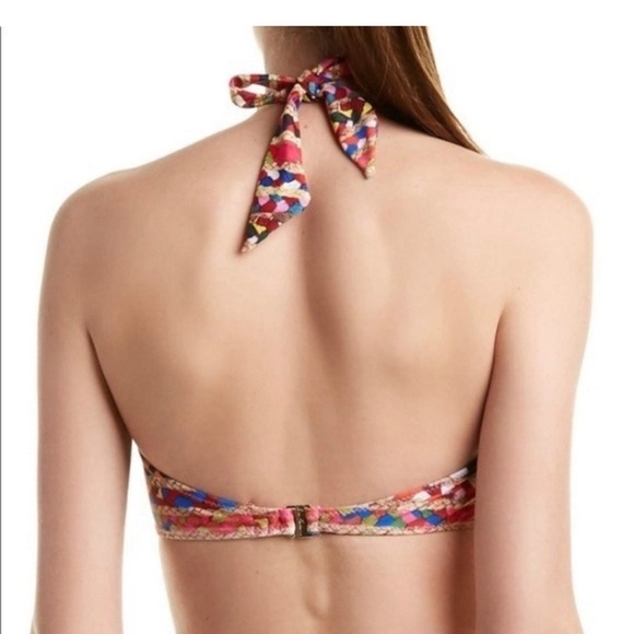 Sam Edelman Wireless Bikini Swim Top And Bottoms S Front Cross Keyhole Raffia - Picture 3 of 14